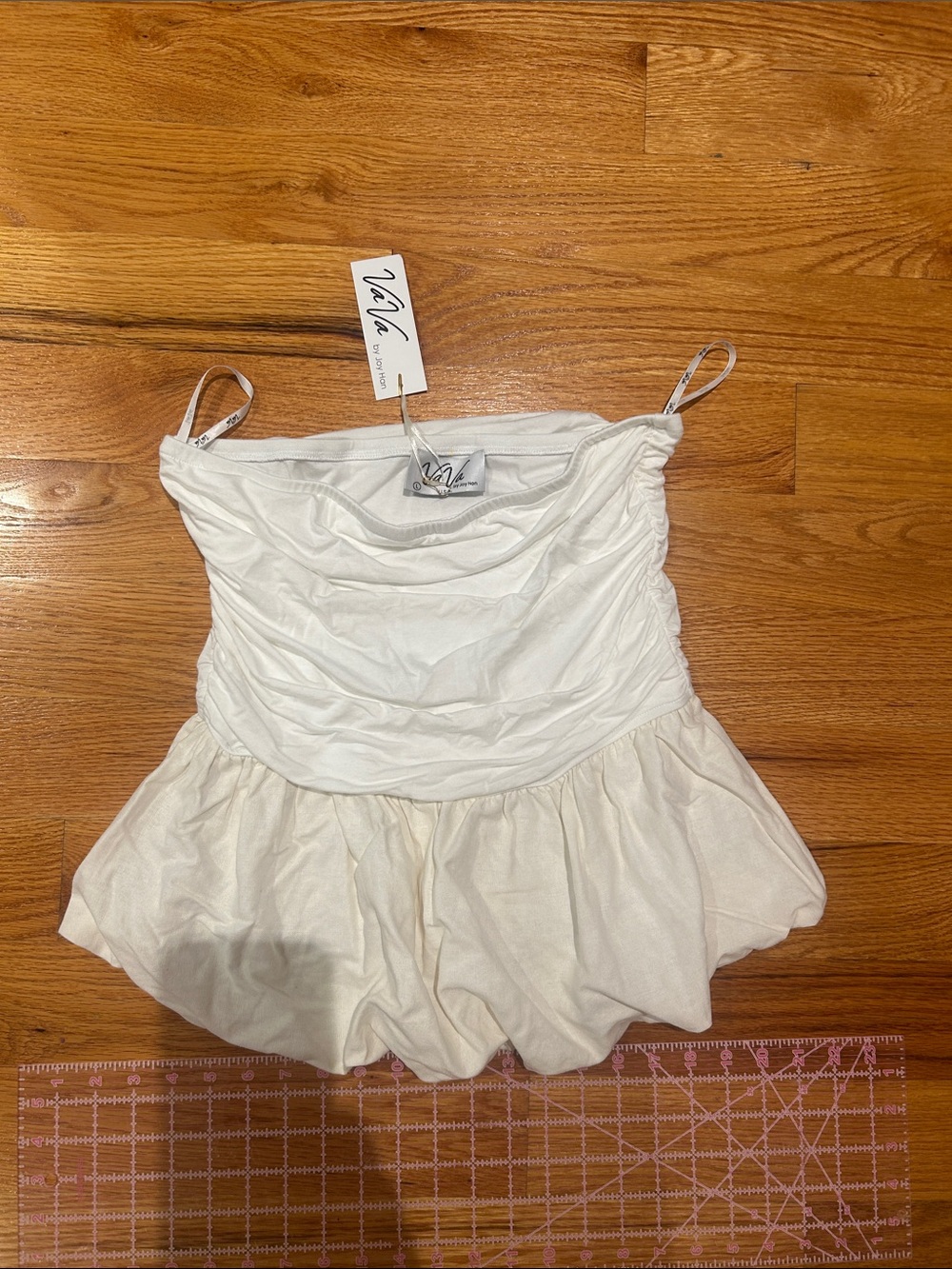 White Ruched Peplum Cami Top